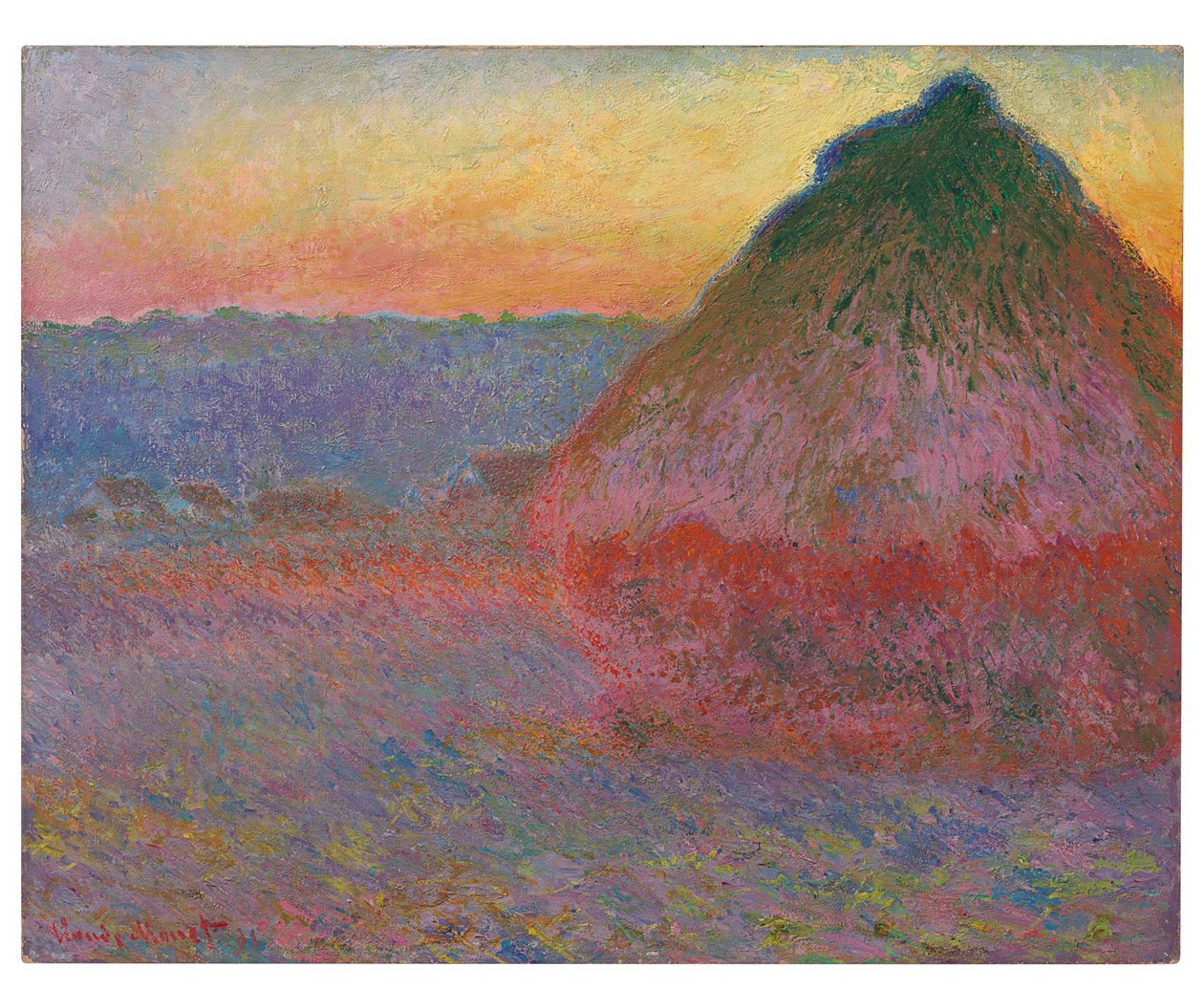 Höstackar, rosa och blåa avtryck, 1891 av Claude Monet