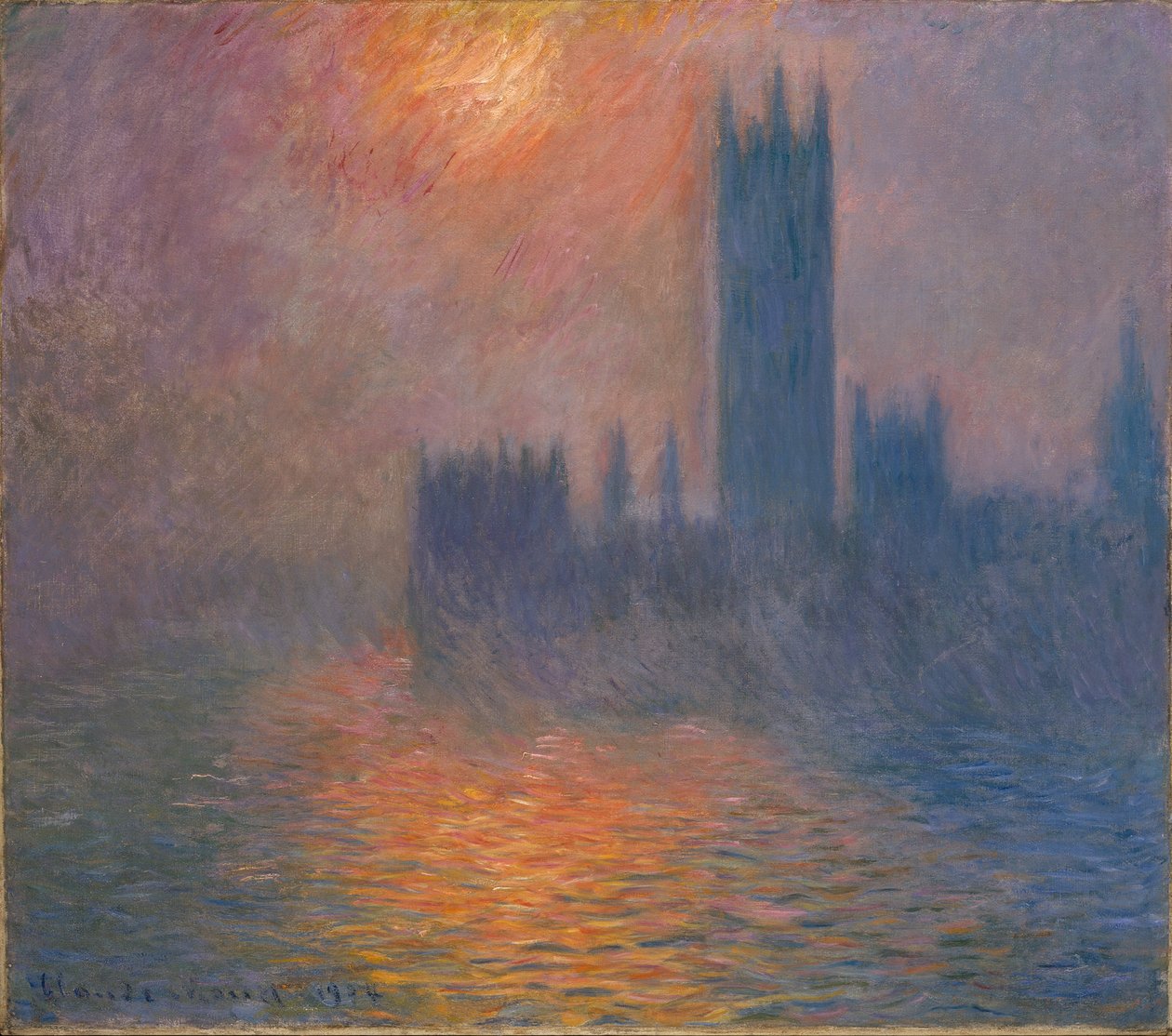 Houses of Parliament, solnedgång av Claude Monet