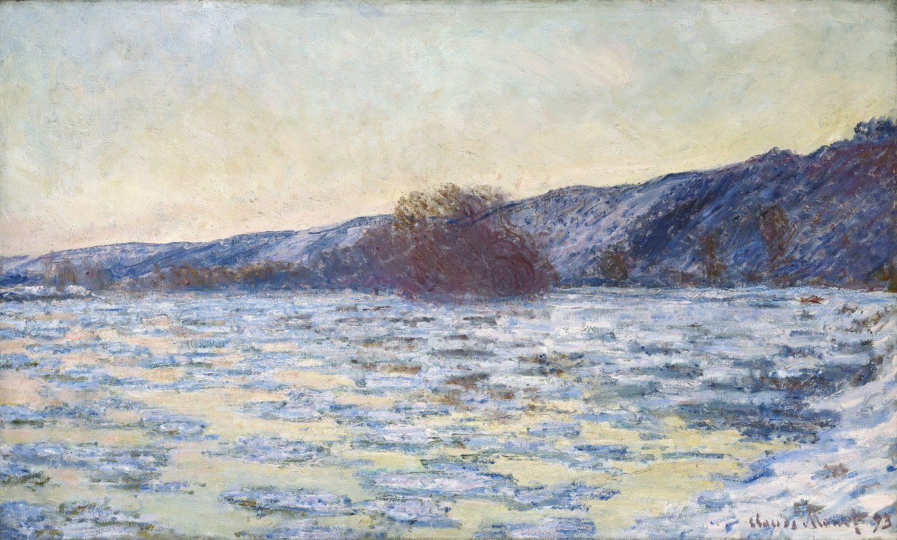 Isen flyter i skymningen av Claude Monet
