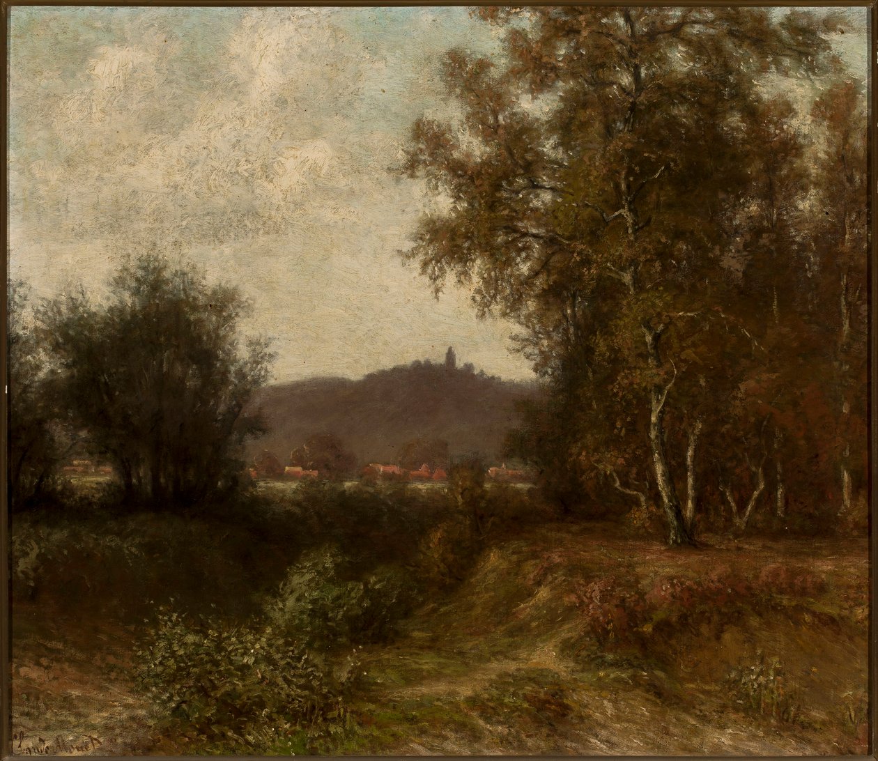 Landsbygdslandskap med träd av Claude Monet