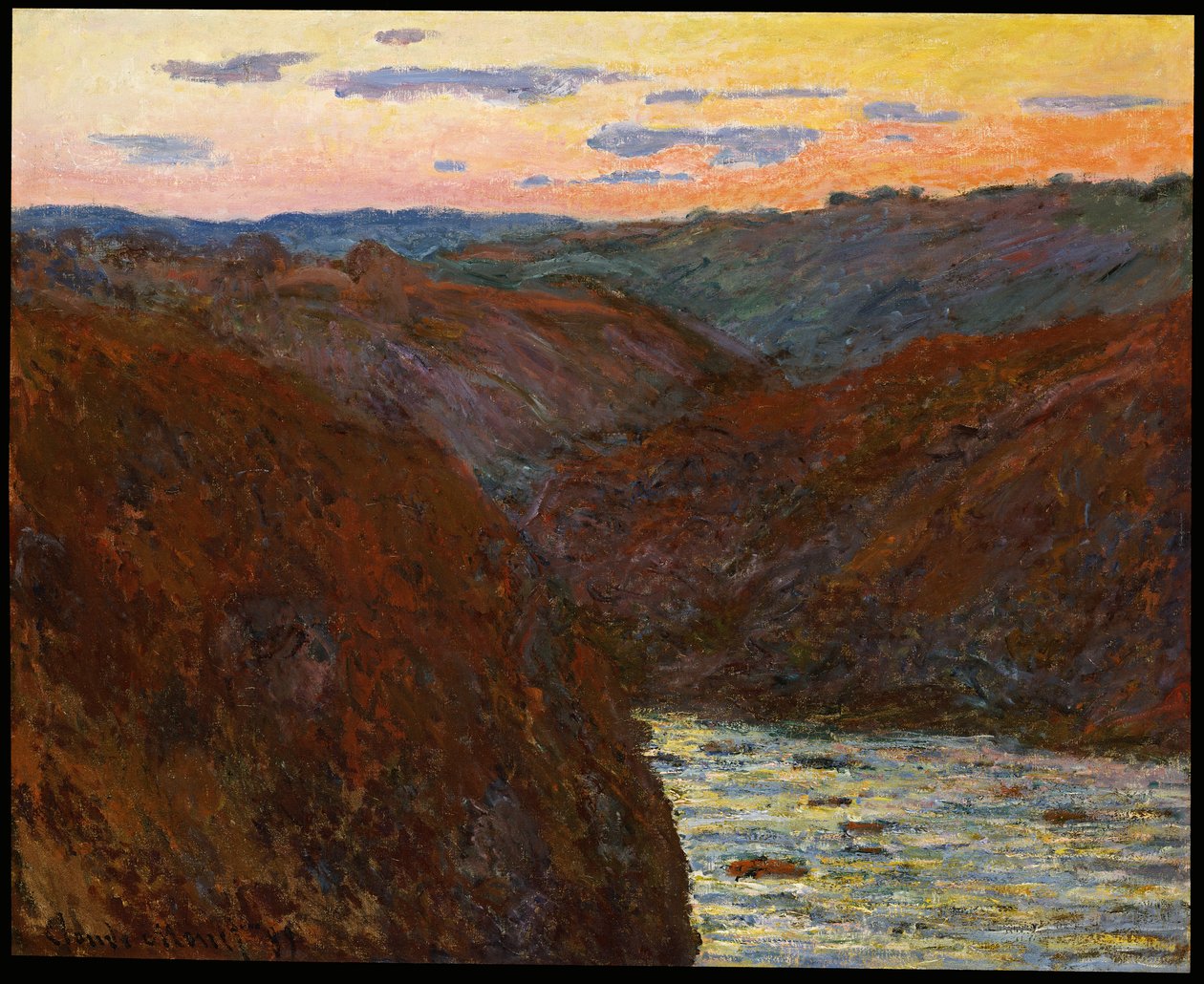 La Creuse, solnedgång av Claude Monet