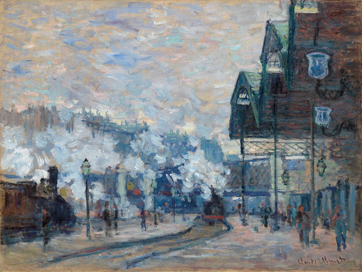 Gare Saint-Lazare, exteriörvy, 1877. av Claude Monet
