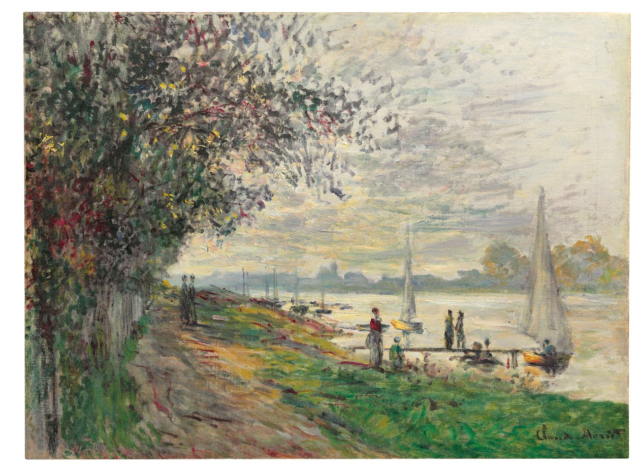 Petit-Gennevilliers strand, solnedgång, 1875 av Claude Monet