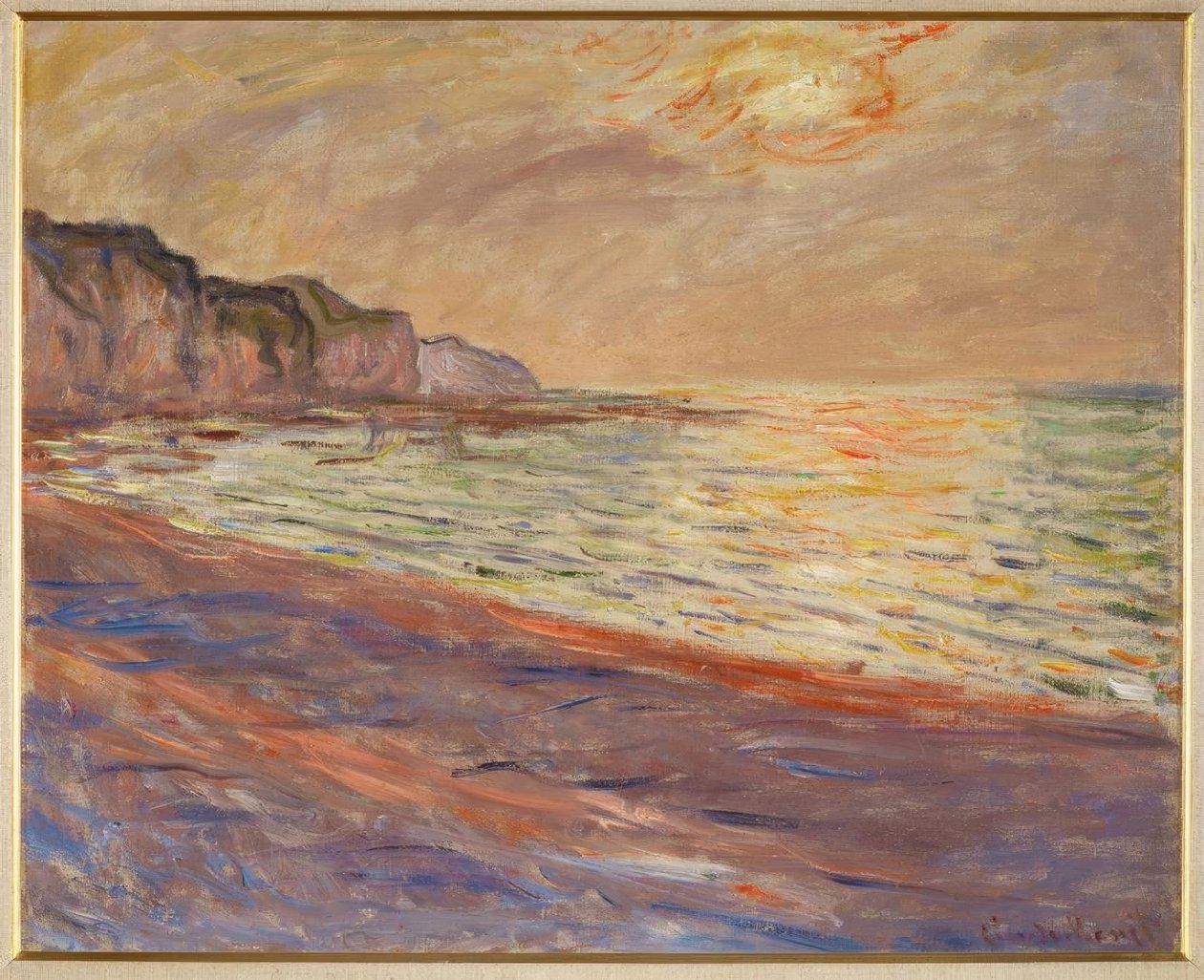 Pourville strand, solnedgång av Claude Monet