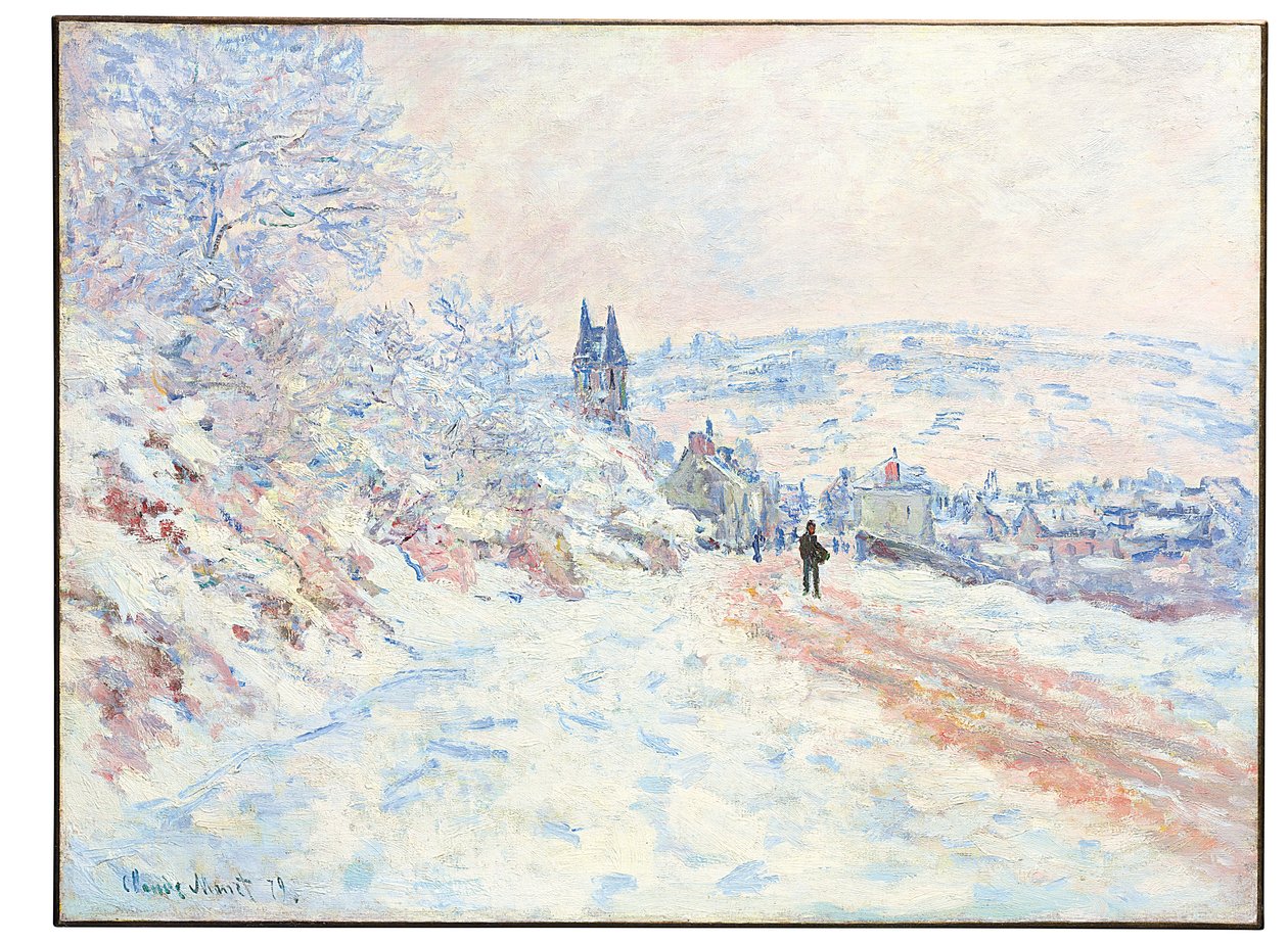 Vägen till Vétheuil, snöeffekt, 1879 av Claude Monet
