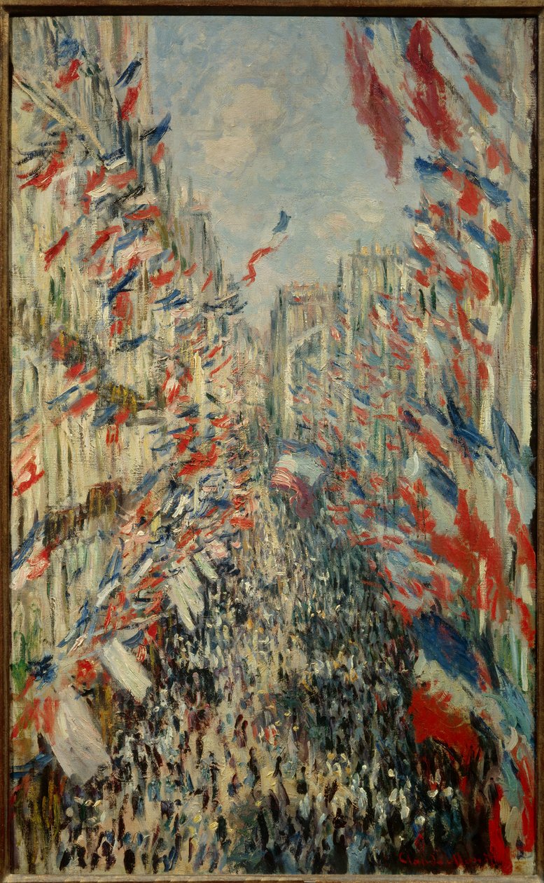 Rue Montorgueil i Paris, fest den 30 juni 1878 - Målning av Claude Monet (1840-1926) av Claude Monet