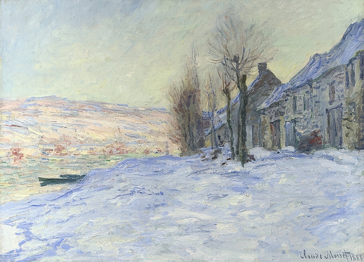 Lavacourt under snö. Omkring 1878-81 av Claude Monet