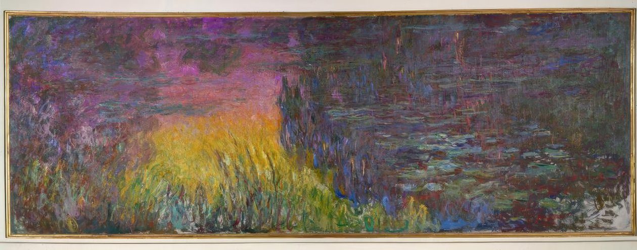 Näckrosdammen utan vide, solnedgång av Claude Monet