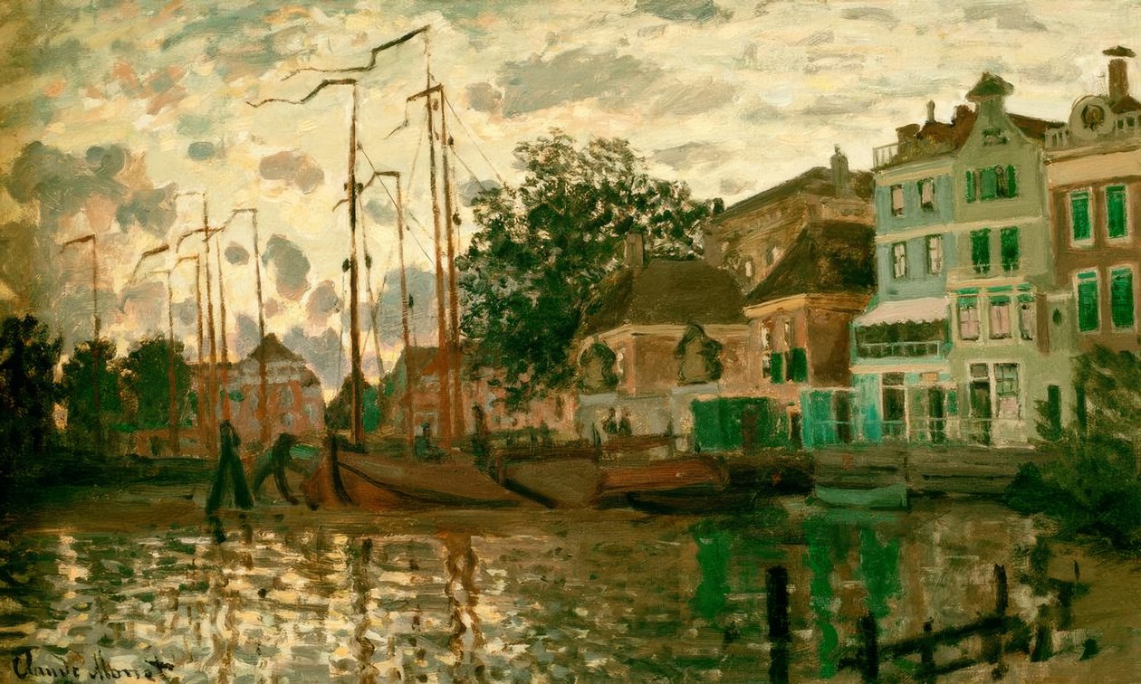 Le Dam à Zaandam, le soir (Dammen i Zaandam på kvällen) av Claude Monet