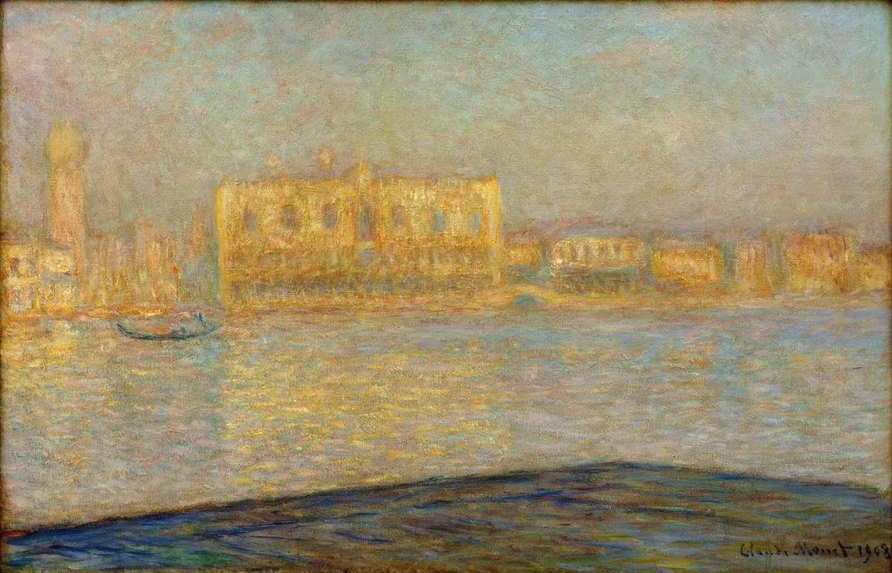 Ducal Palace sett från Saint George Major av Claude Monet