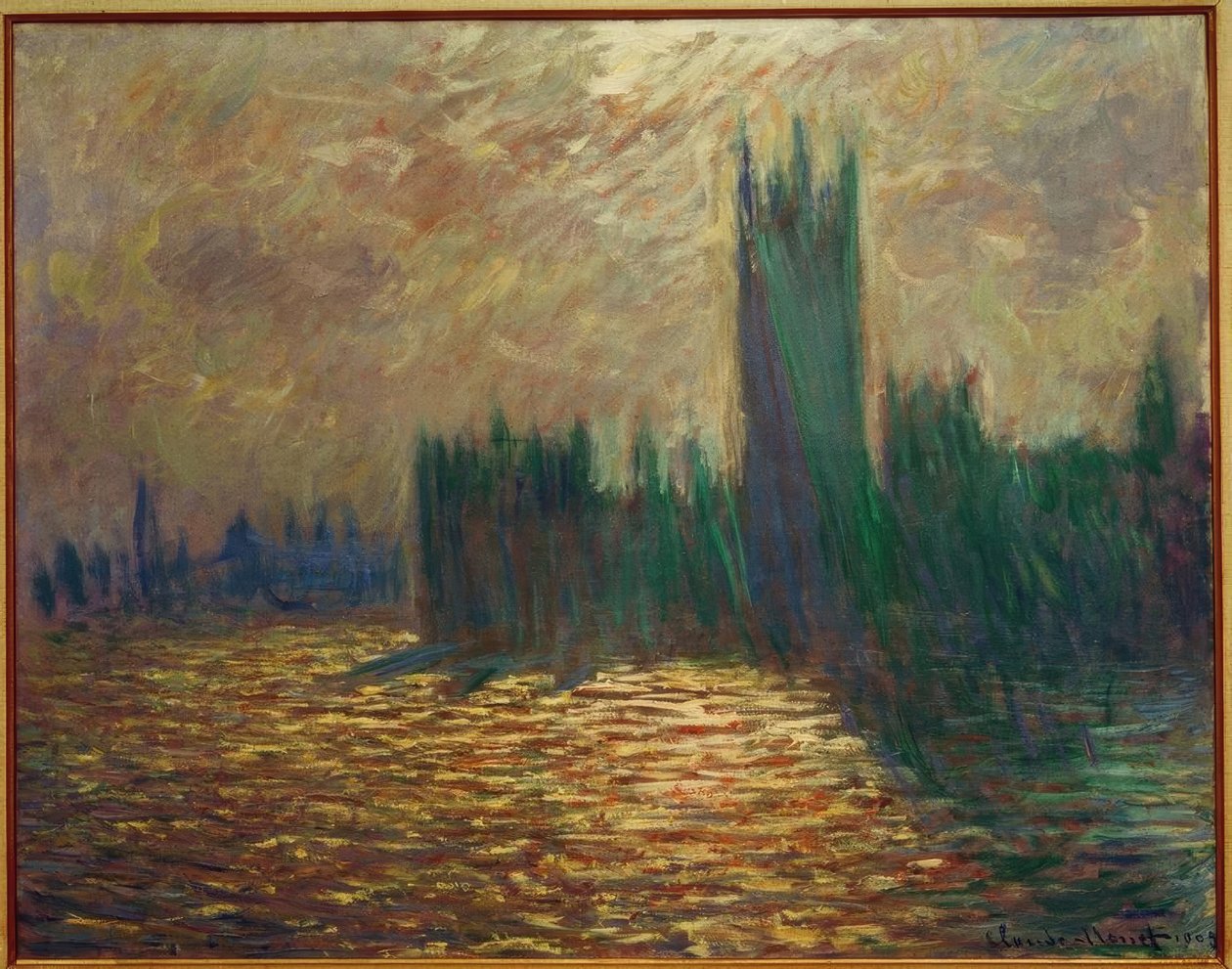 Parlamentet, reflektioner om Themsen av Claude Monet