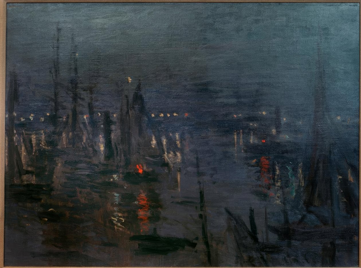 Le Port du Havre, Effet de Nuit (hamnen i Le Havre vid av Claude Monet