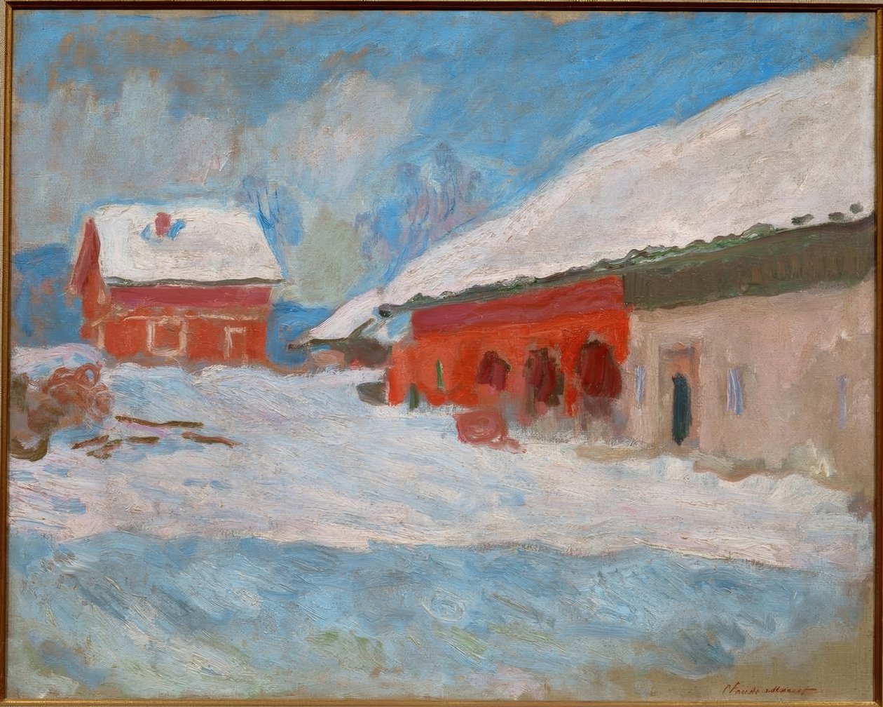 De röda husen i Björnegaard (Norge) av Claude Monet