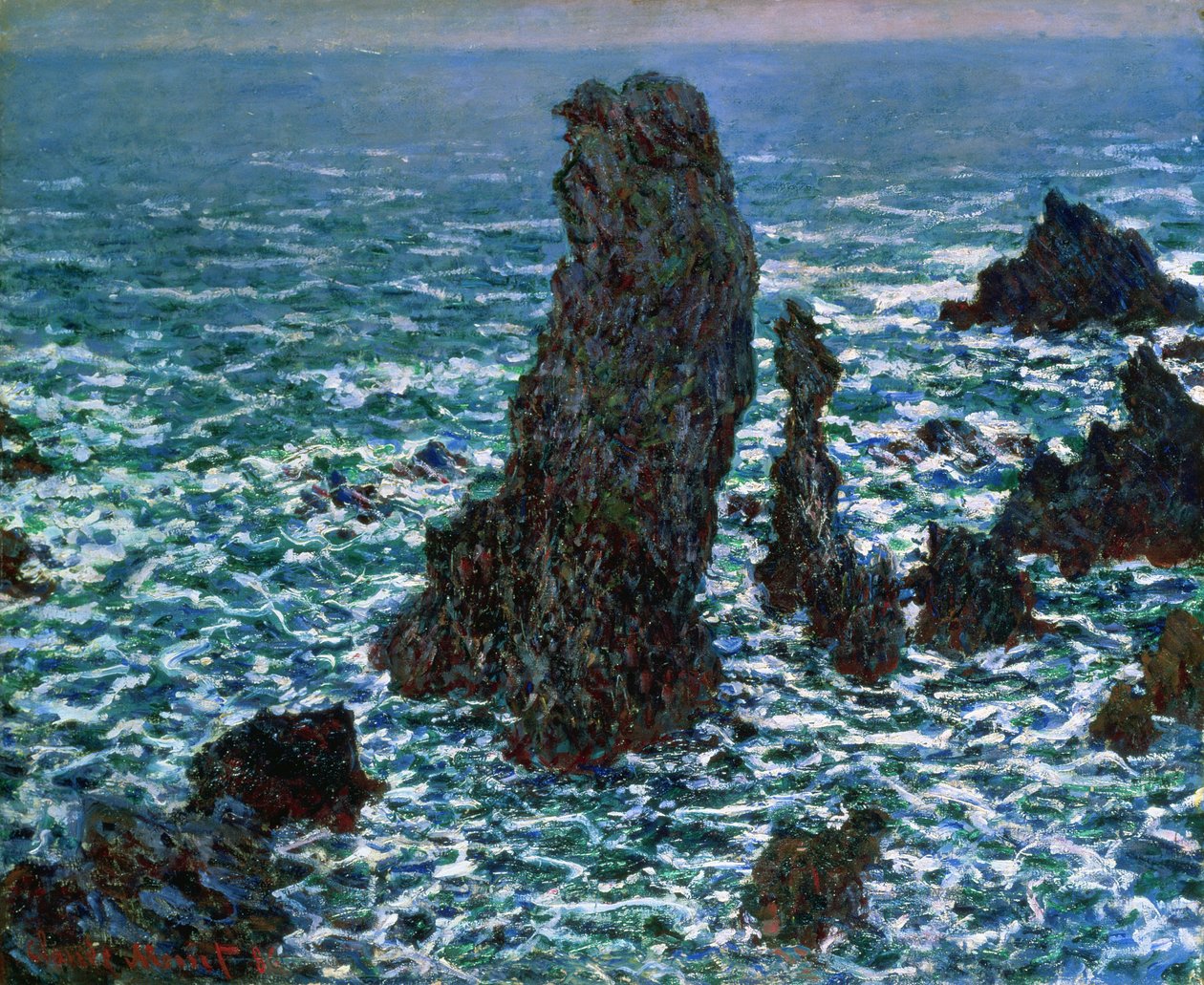 Pyramiderna i Port-Coton, Belle-Ile-en-Mer, 1886 av Claude Monet