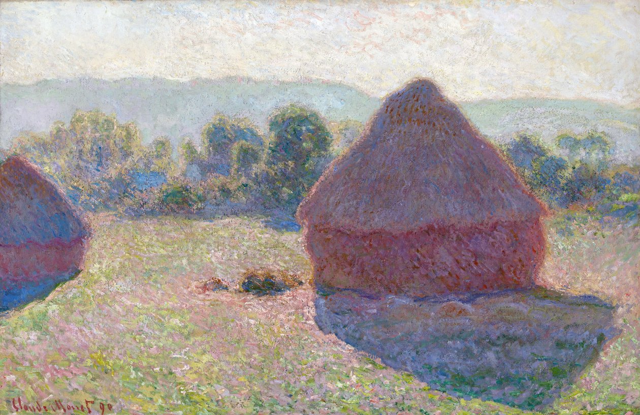 Les meules a midi (Höstackar, middag) - Målning av Claude Monet (1840-1926), olja på duk, 65,6 x 100,6 cm av Claude Monet