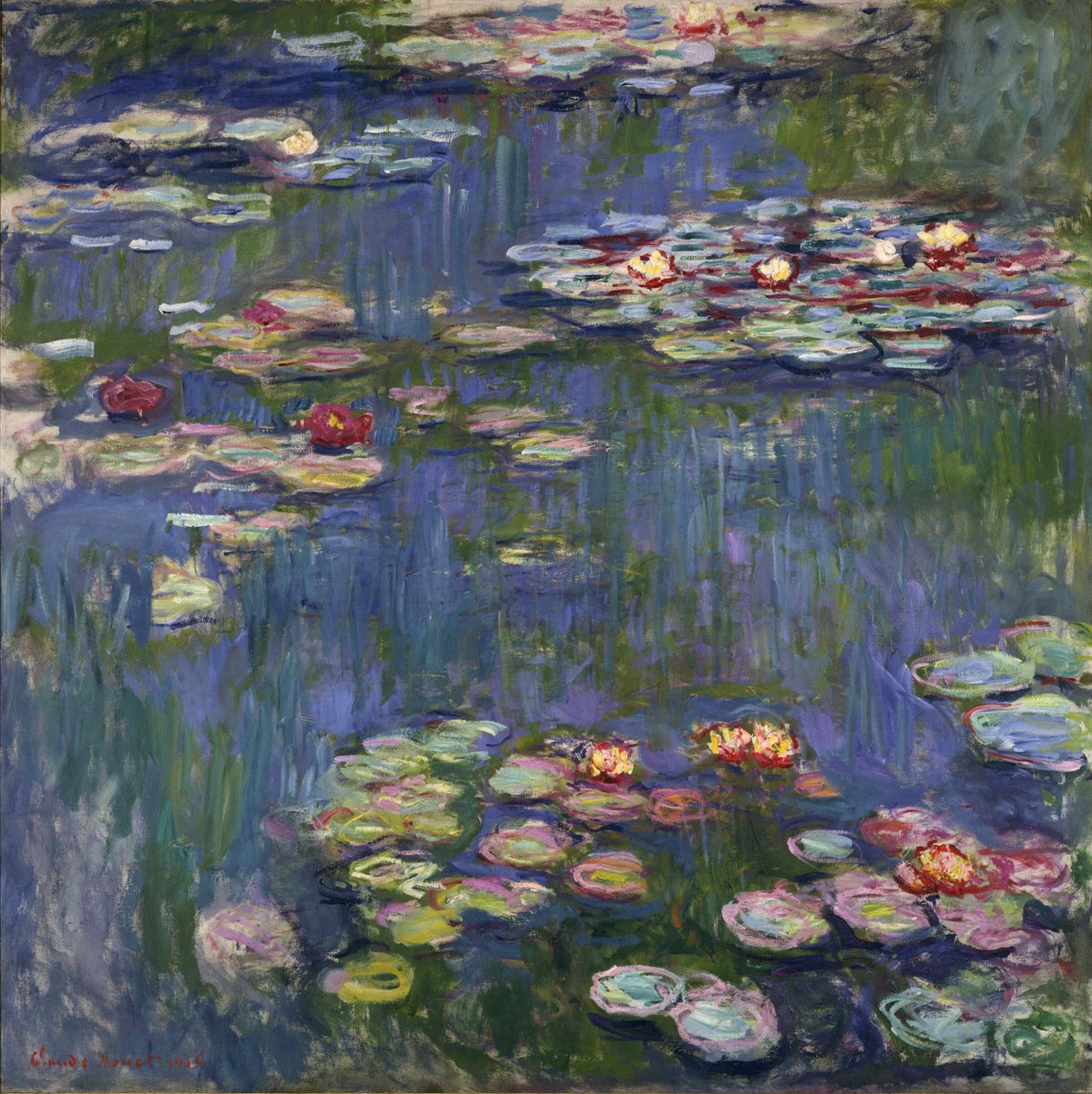 Näckrosor i Giverny - Målning av Claude Monet (1840-1926), olja på duk av Claude Monet