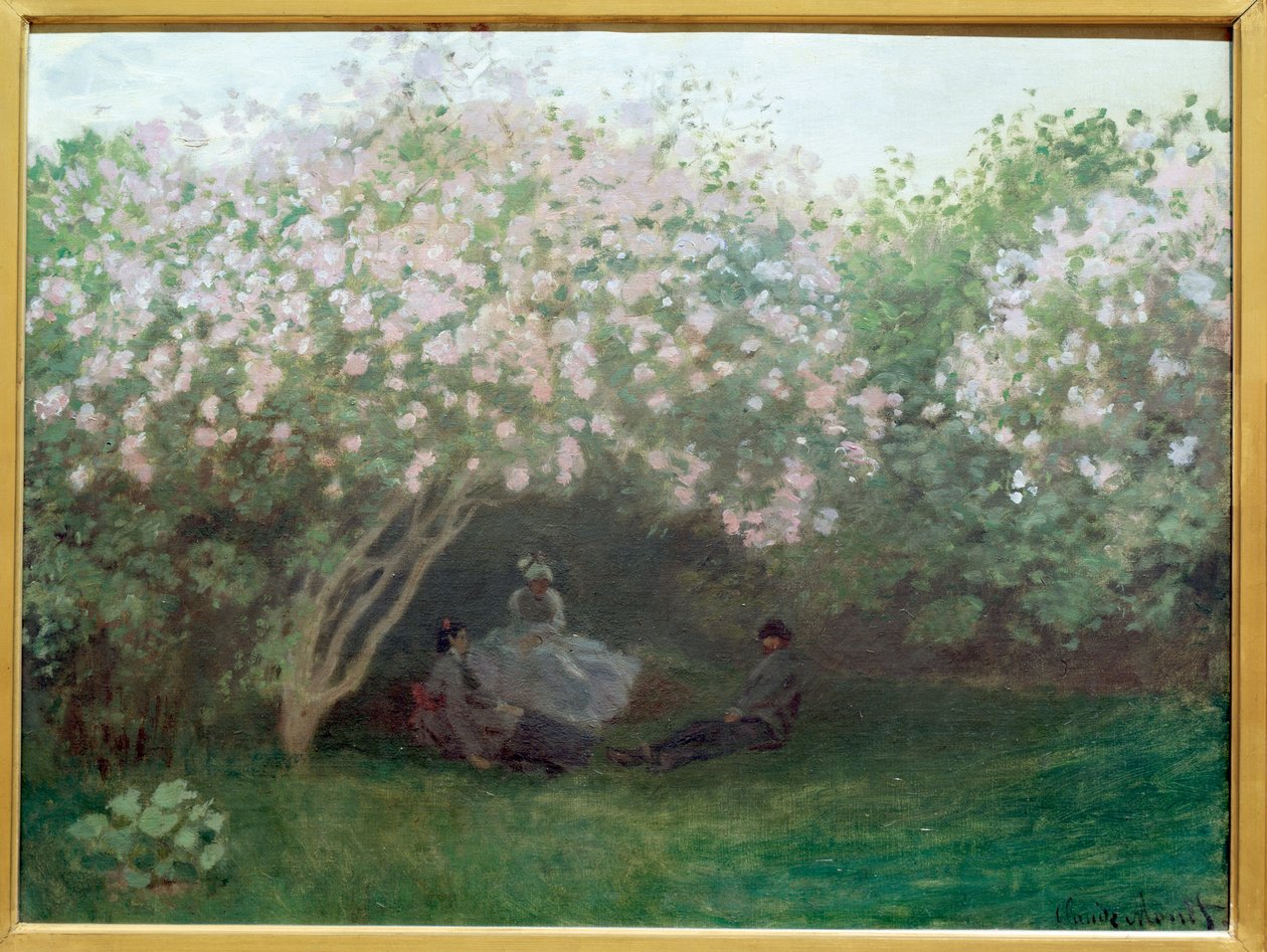 Syren, grått väder (eller Resten under syrenen)- olja på duk av Claude Monet