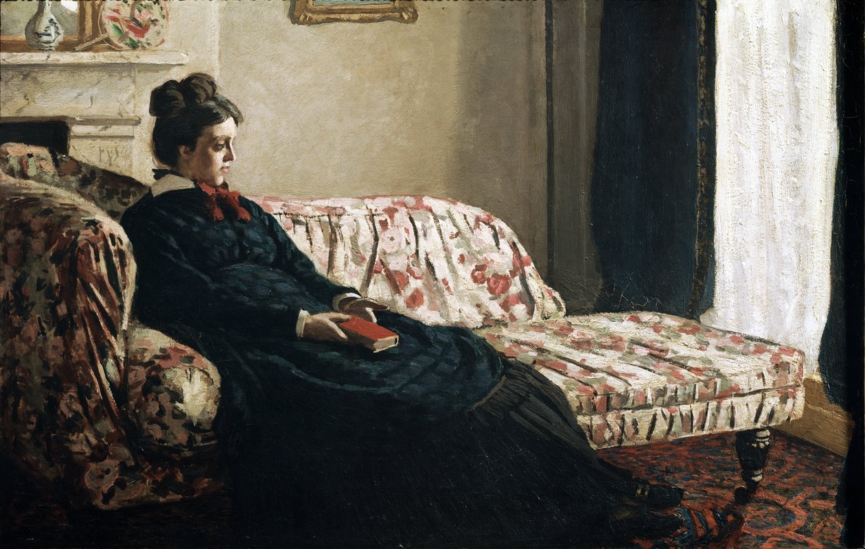 Meditation eller Madame Monet i kanapén (olja på duk av Claude Monet