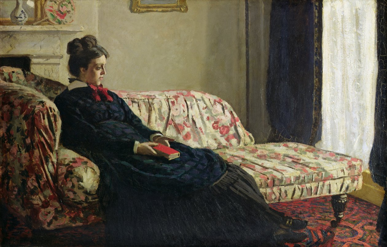 Meditation, eller Madame Monet på soffan, ca 1871 (olja på duk) av Claude Monet