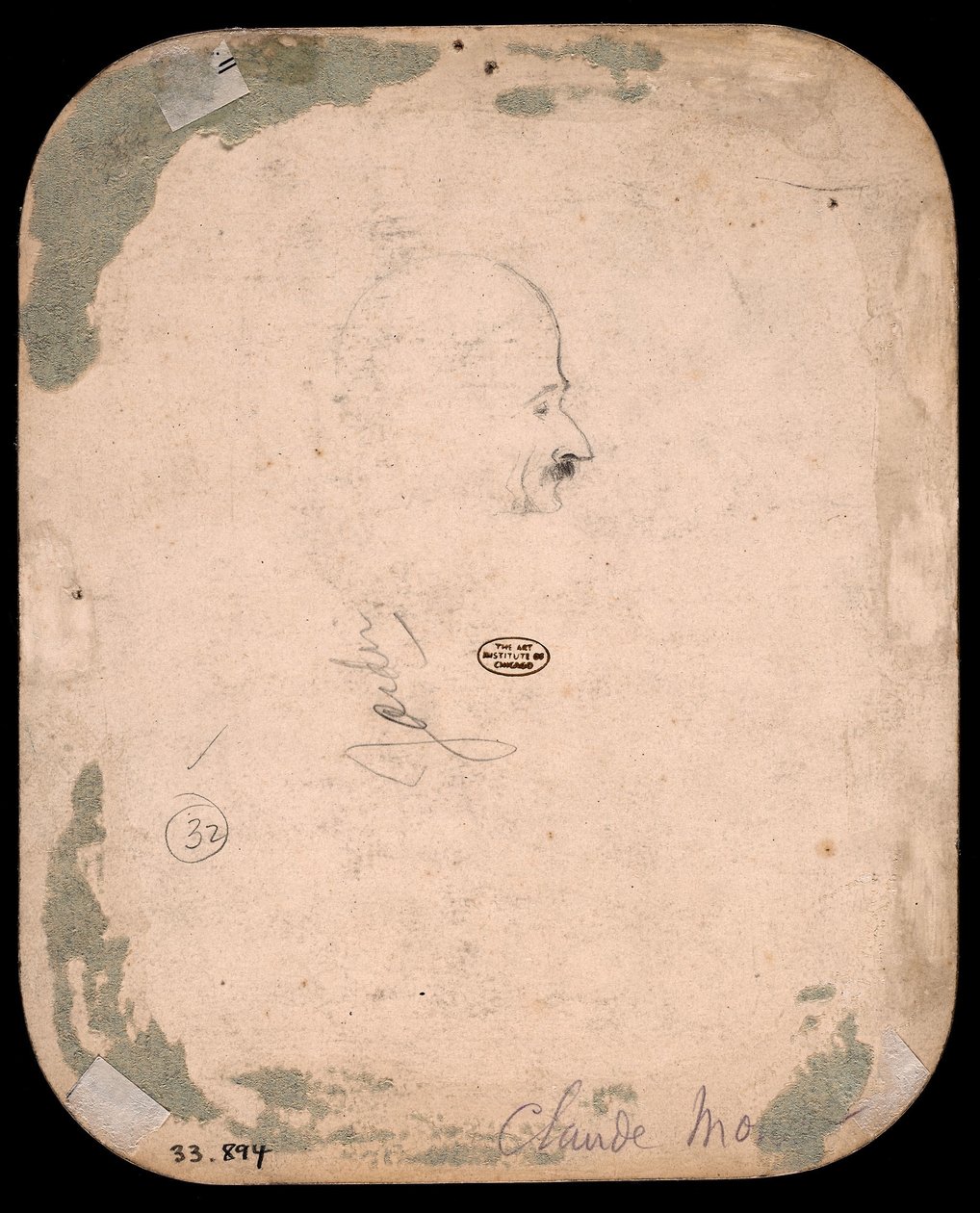 Monet - Skiss av manshuvud i profil (a tergo), 1855-56, 1933.894 av Claude Monet