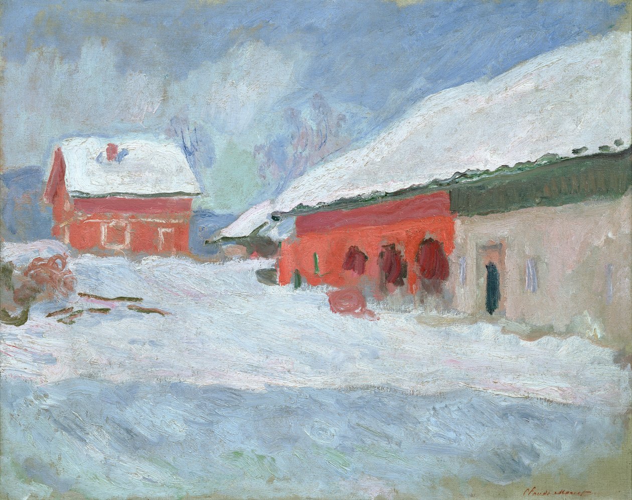 Norge, Röda husen på Bjørnegaard, 1895 av Claude Monet