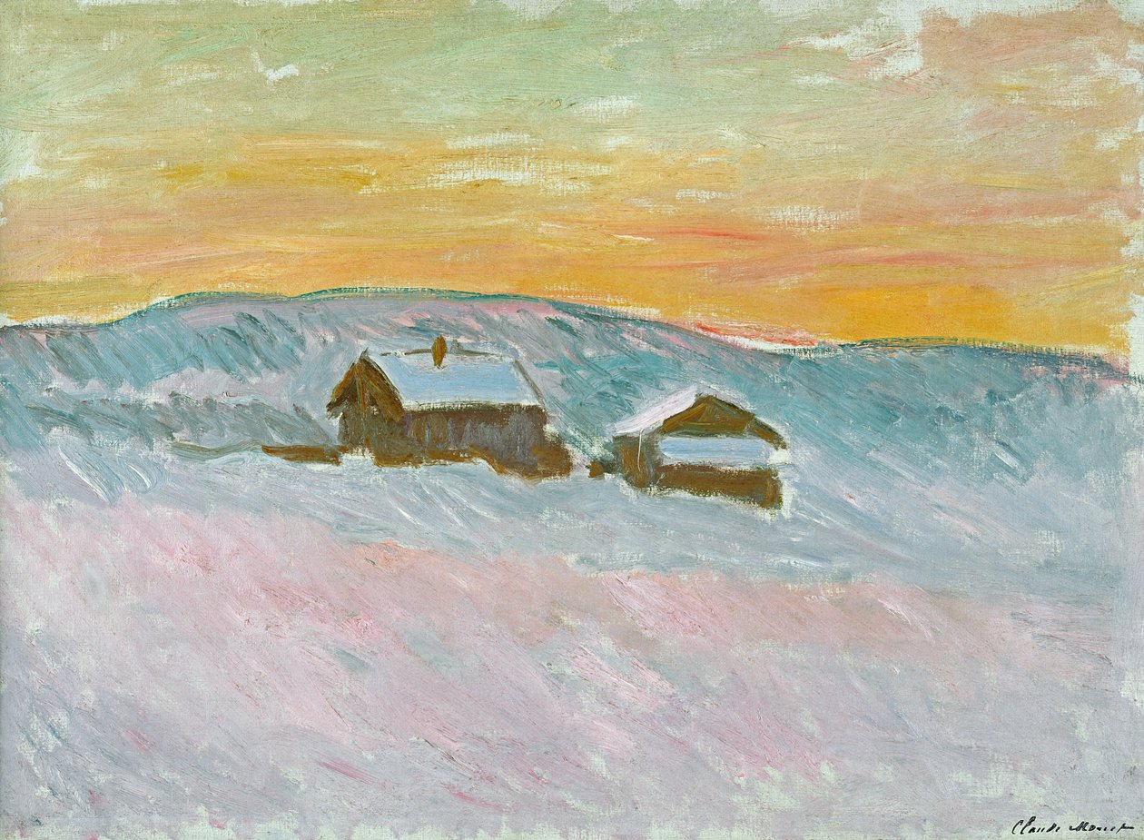 Norskt landskap, blå hus, 1895 av Claude Monet
