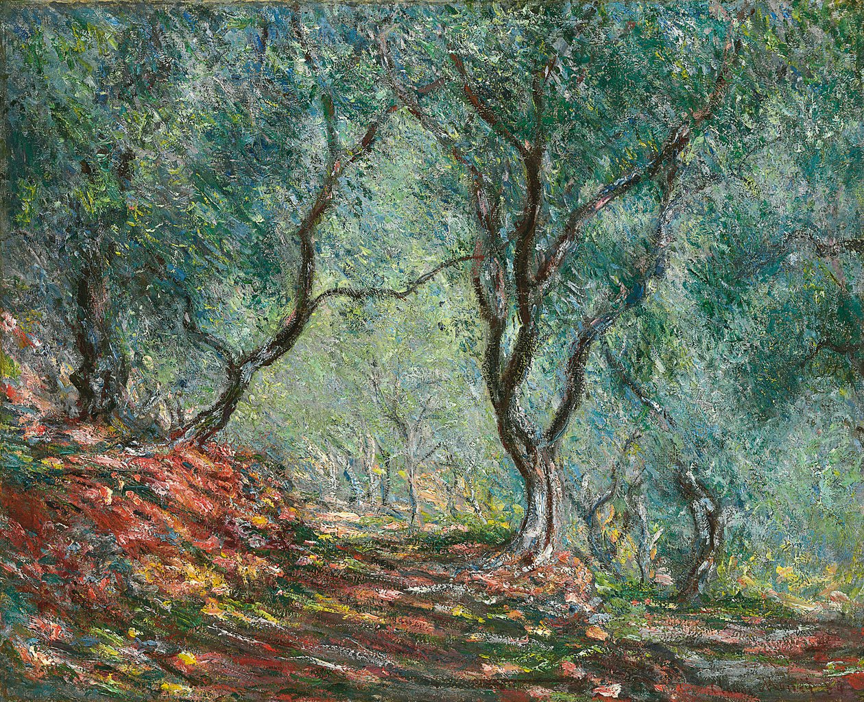 Olivträd i Moreno-trädgården; Olivlund i Moreno-trädgården, 1884 av Claude Monet
