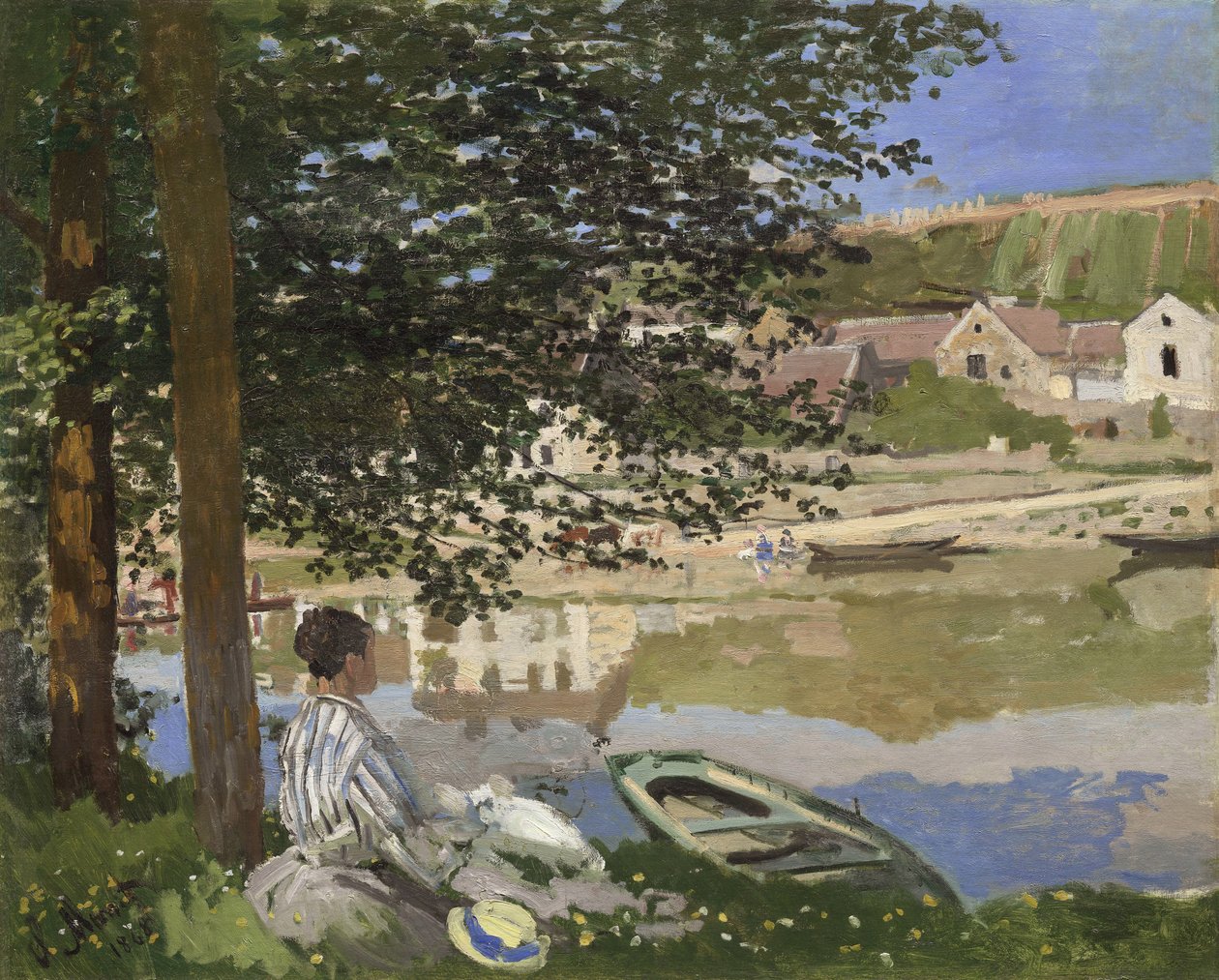 På stranden av Seine, Bennecourt, 1868 av Claude Monet
