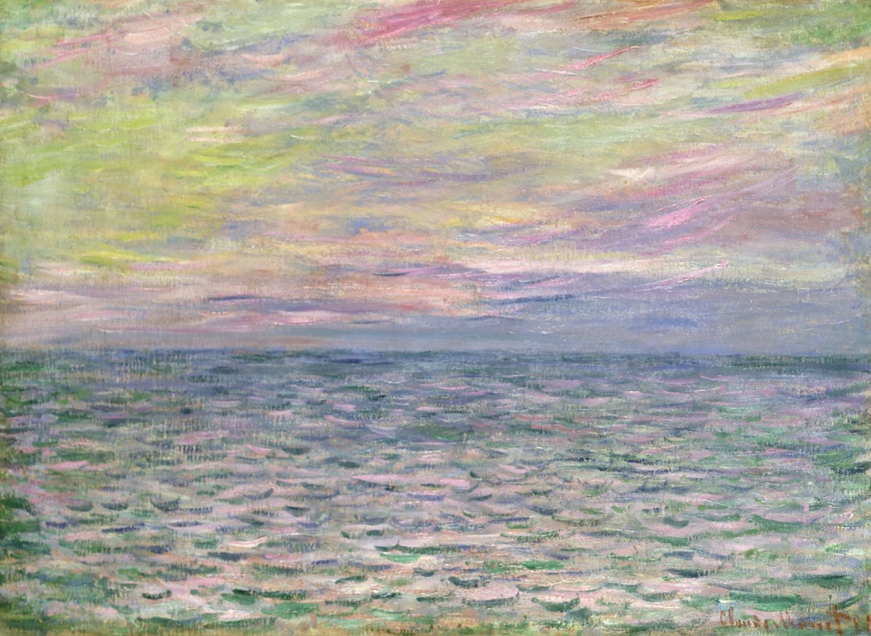 På det öppna havet, solnedgång vid Pourville; Solnedgång vid Pourville, öppet hav, 1882 av Claude Monet