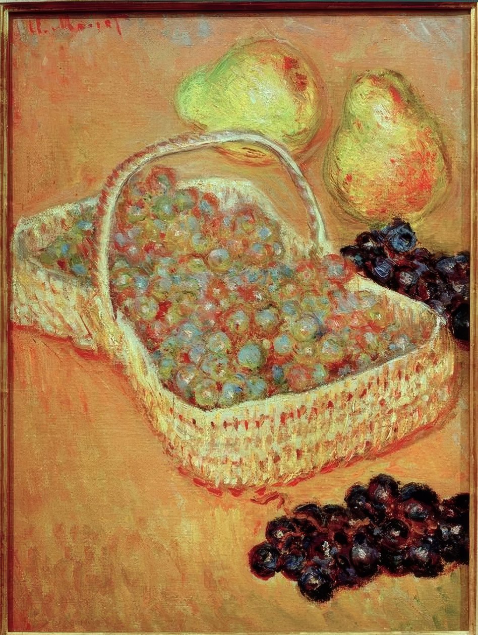 Panier de Raisins et Poires (korg med druvor och päron av Claude Monet