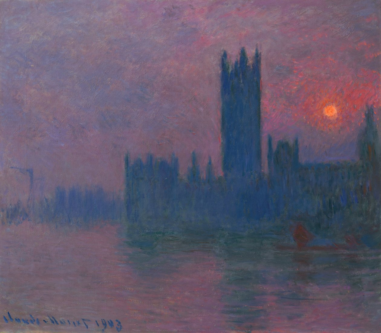 Parlamentet, solnedgången, ca 1900-03 (olja på duk) av Claude Monet