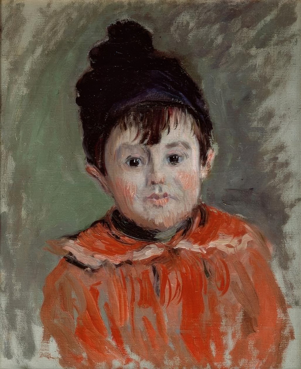 Porträtt av Michel i hatt med pompom av Claude Monet