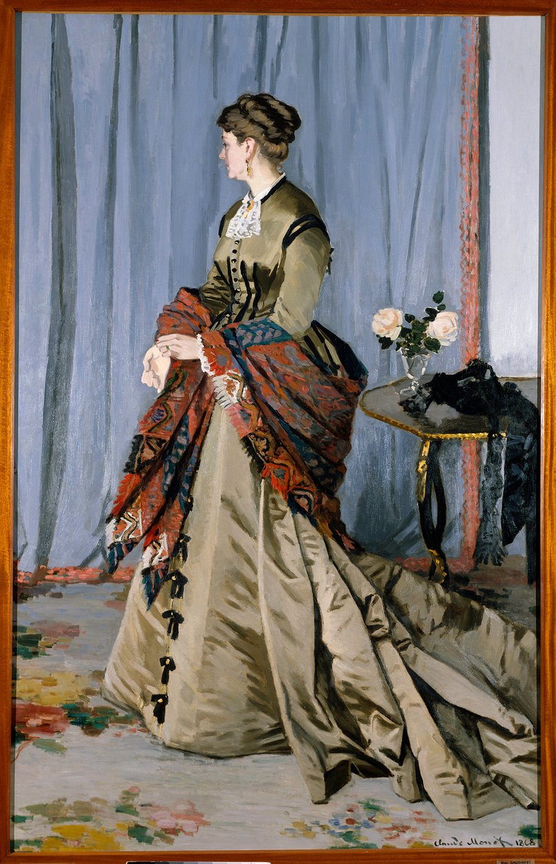 Porträtt till fots av Madame Louis Joachim Gaudibert (1846-1877) 1868 (2,17 x 1,38 cm). Olja på duk av Claude Monet (1840-1926). Musee d
