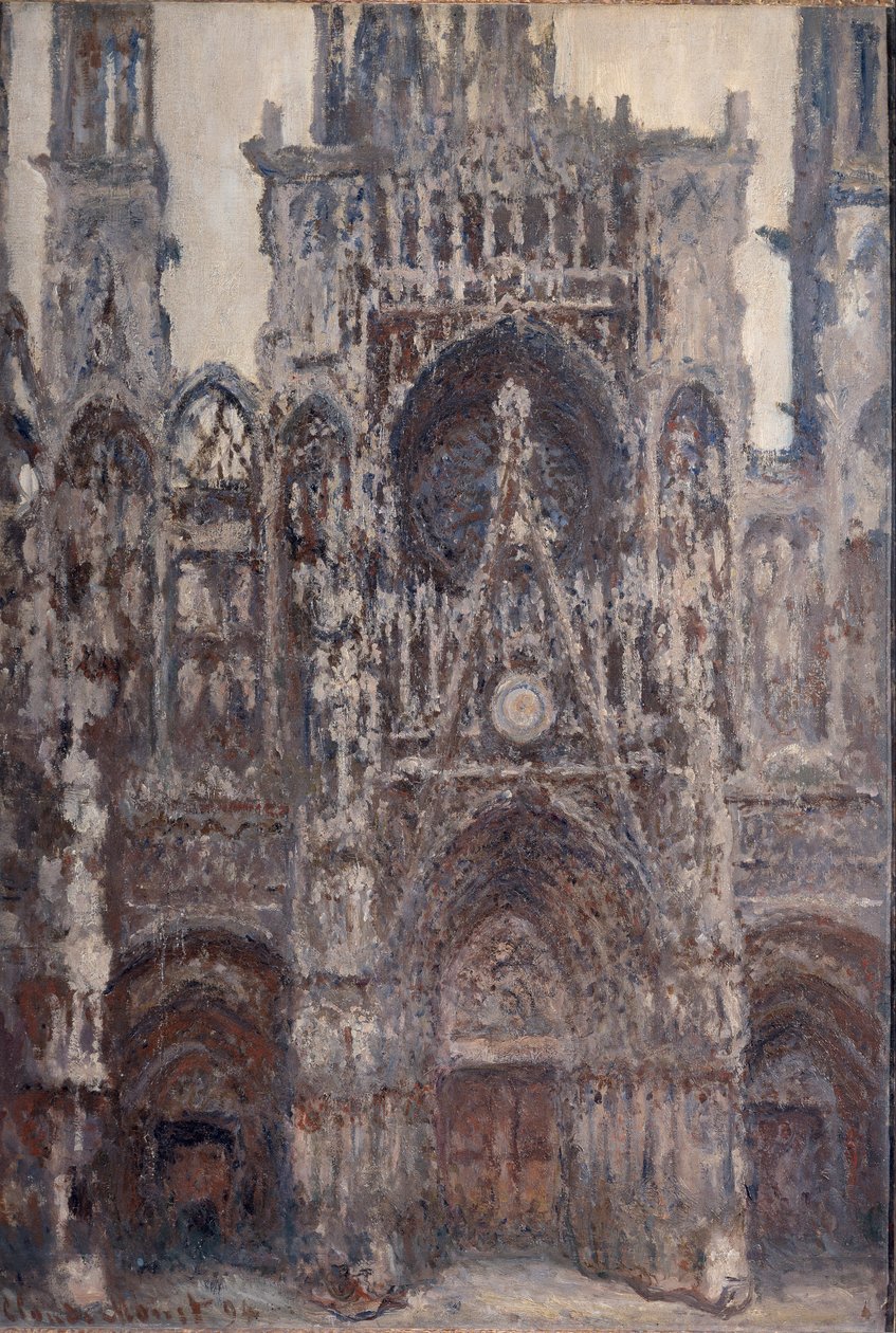 Rouens katedral, portalen, brun harmoni - olja på duk av Claude Monet