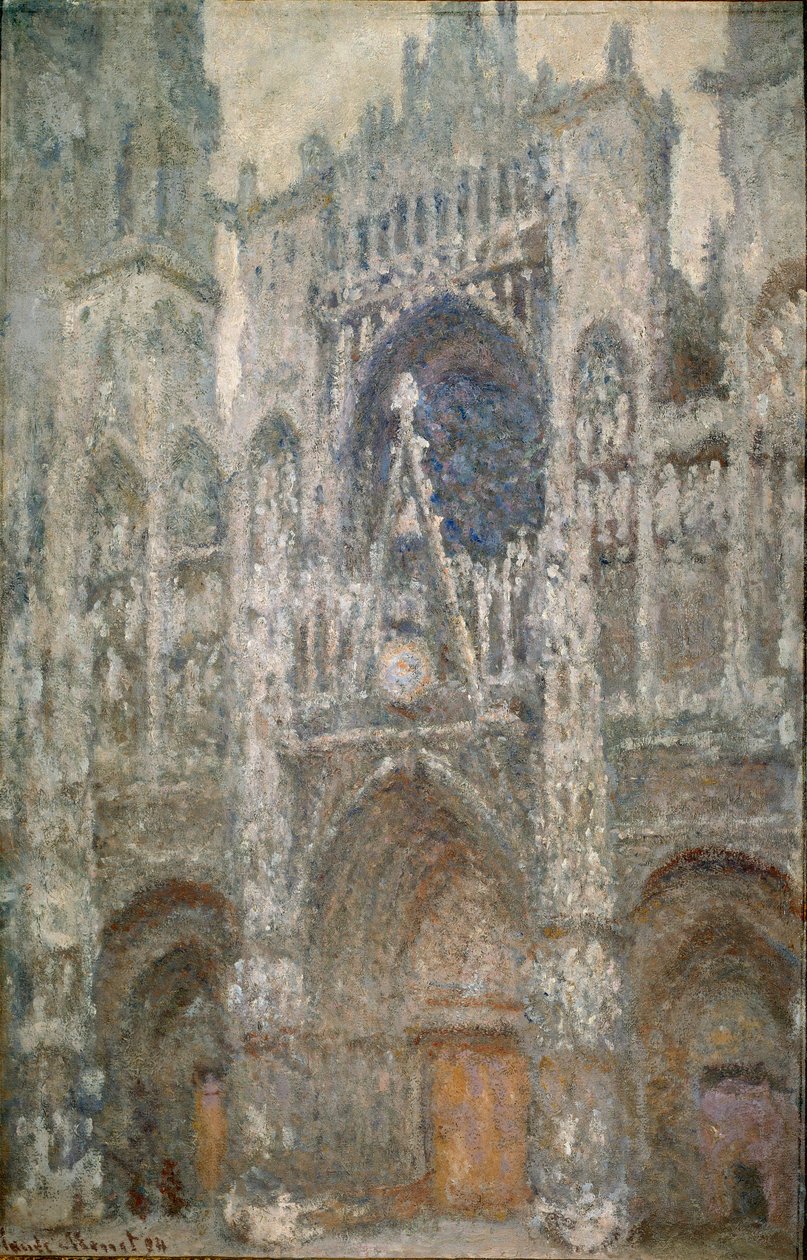 Rouen katedral, portalen, grå tid, grå harmoni av Claude Monet