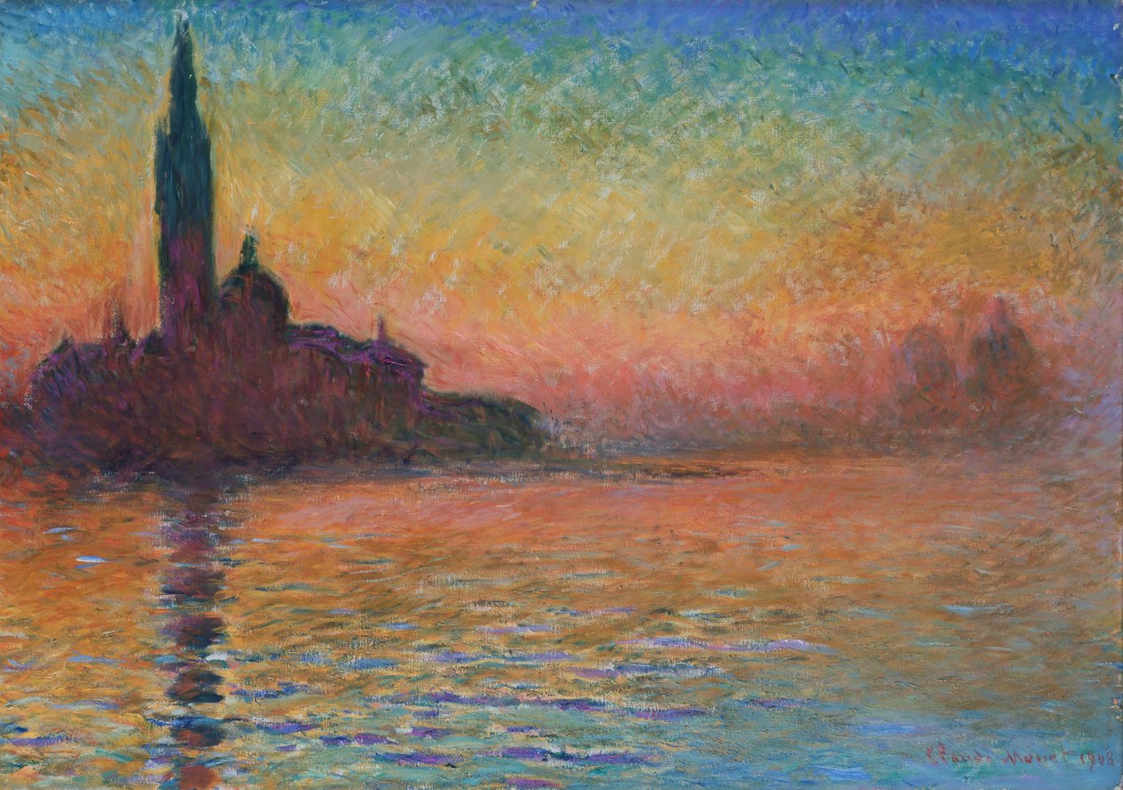 "San Giorgio Maggiore vid skymningen", 1908 av Claude Monet