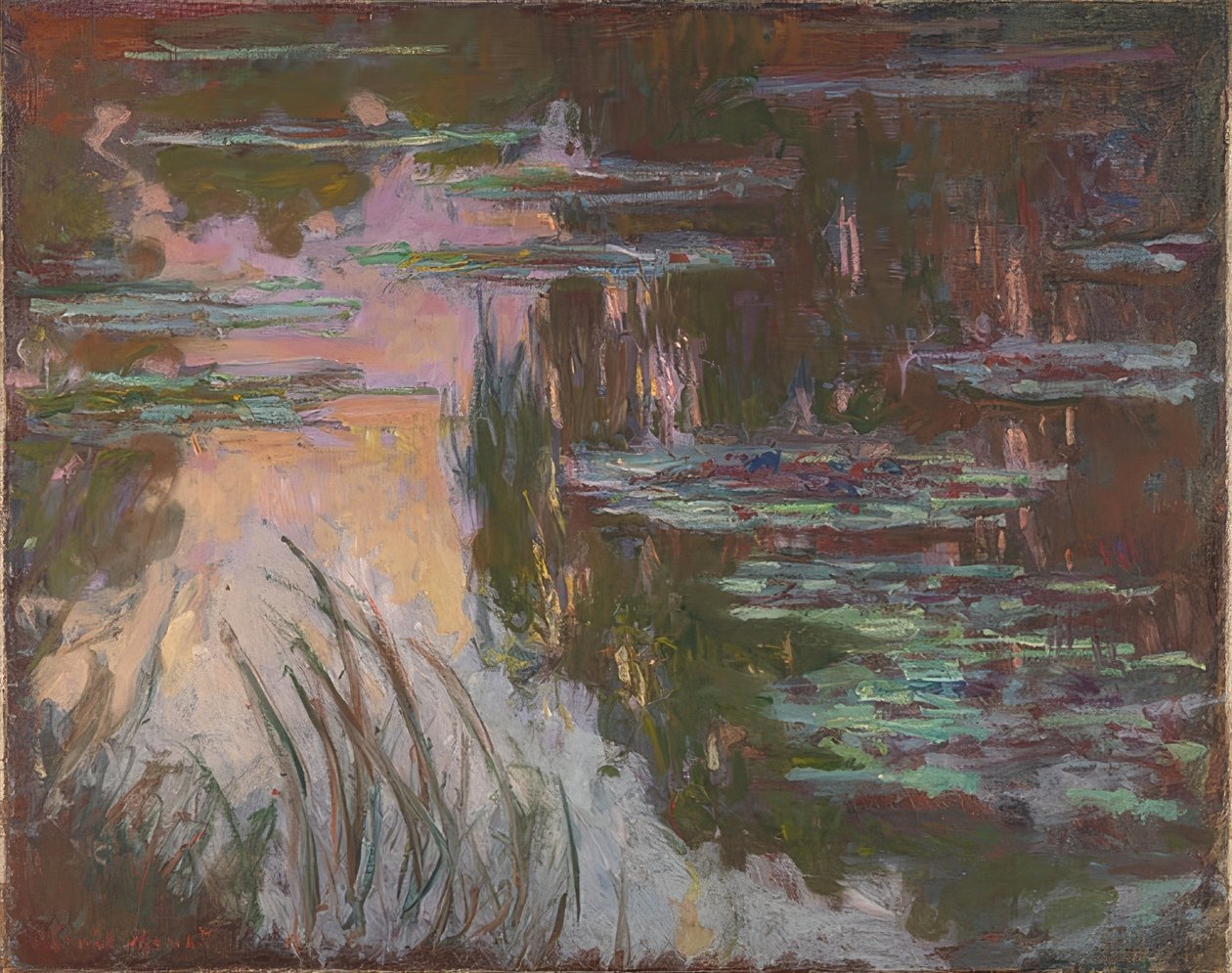 Vattenliljor i kvällsljuset. Omkring 1907 av Claude Monet