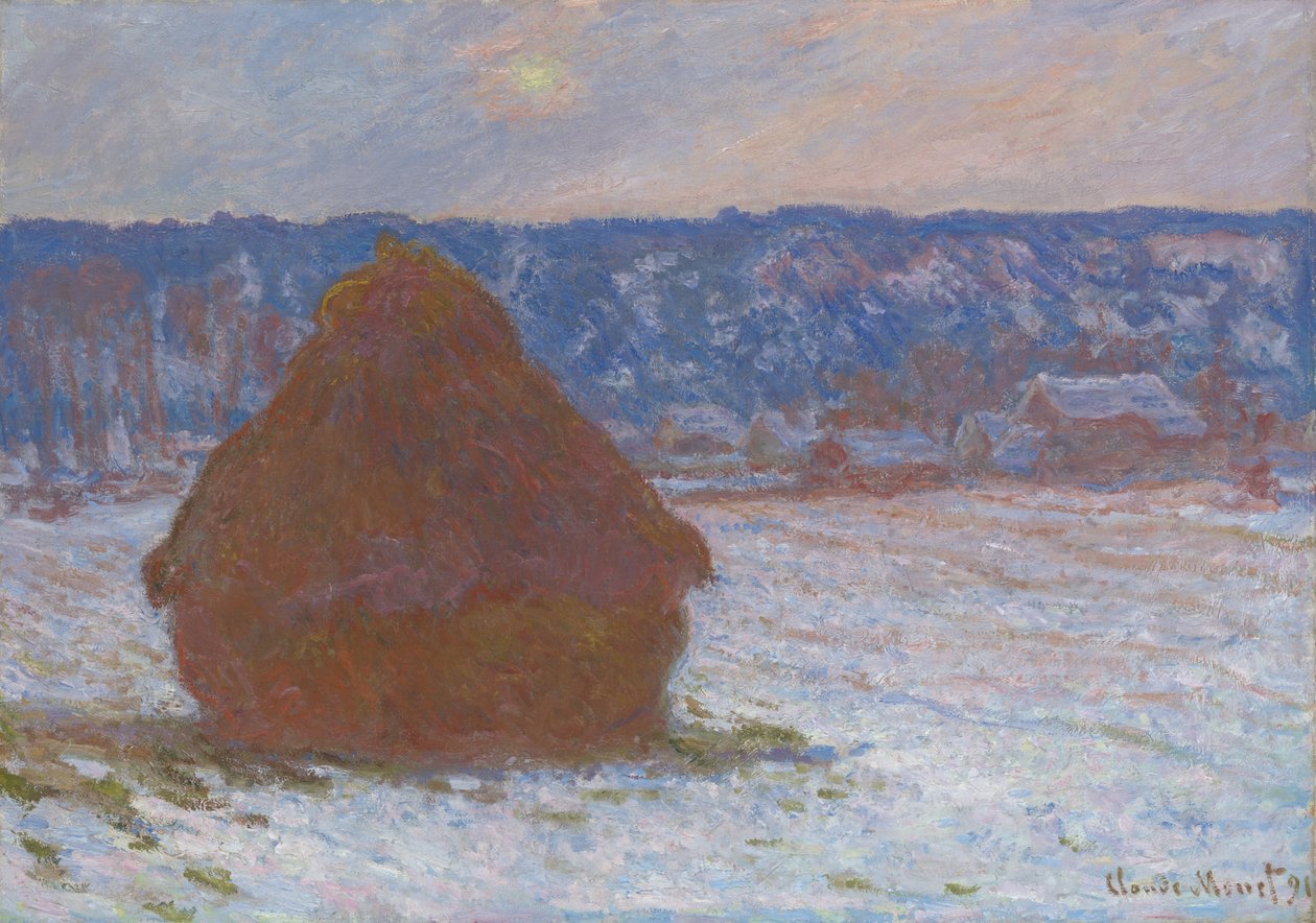 Stapel med vete (snöeffekt, mulen dag) av Claude Monet