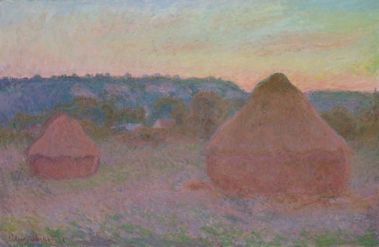 Högar av vete slutet av dagen, hösten, 189091. av Claude Monet