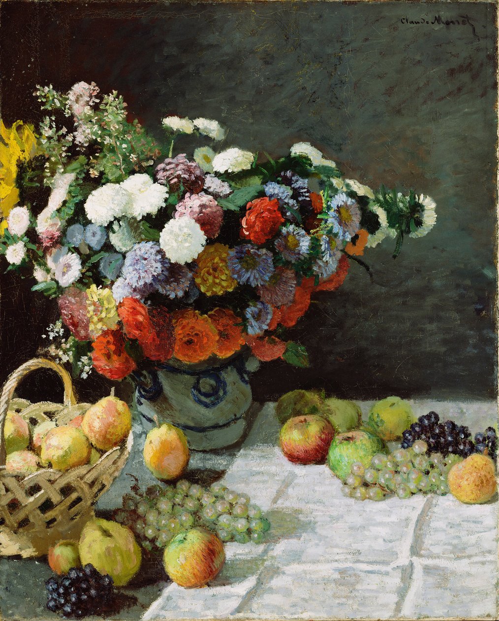 Stilleben med blommor och frukt, 1869 av Claude Monet