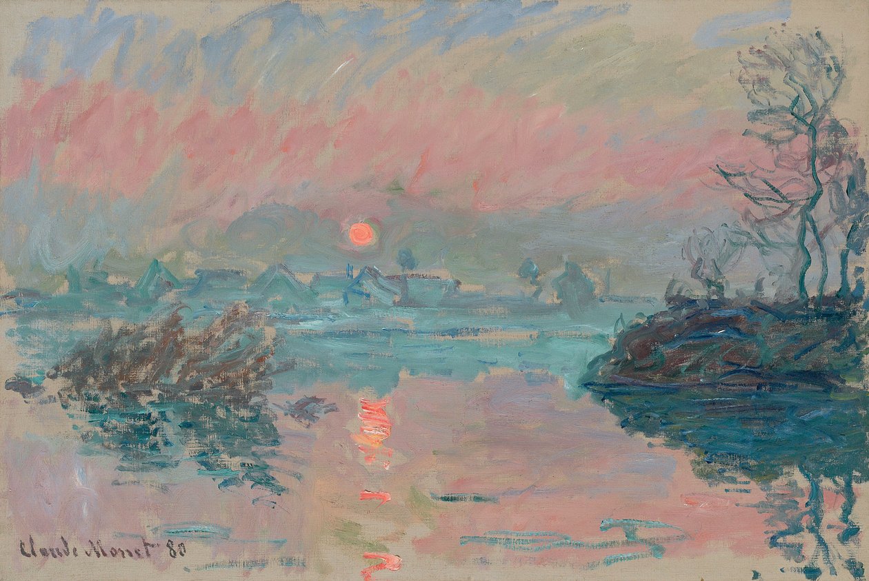 Solnedgång vid Lavacourt; Solnedgång vid Lavacourt, 1880 av Claude Monet