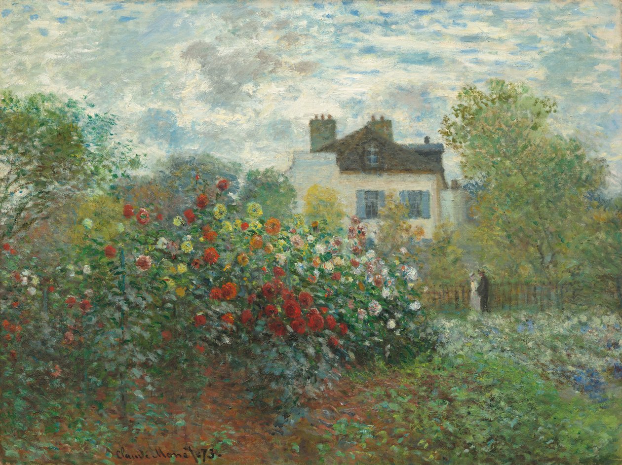 Konstnärens trädgård i Argenteuil (ett hörn av trädgården med dahlior) av Claude Monet
