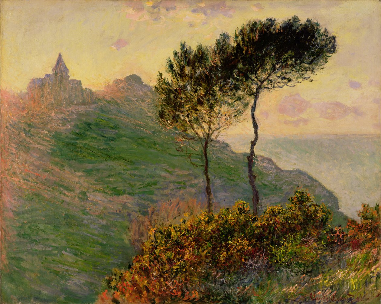 Kyrkan i Varengeville, mot solljuset av Claude Monet