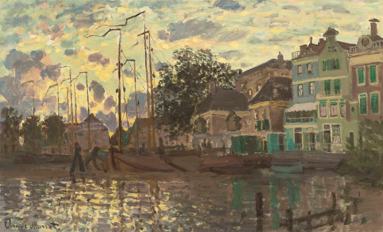 Dammen i Zaandam, kväll, 1871. av Claude Monet