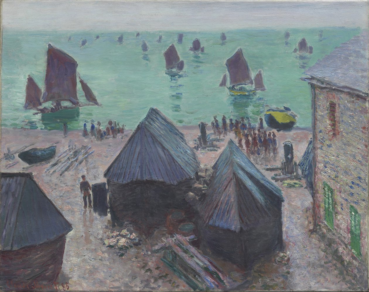 Båtarnas avgång, Étretat, 1885 av Claude Monet
