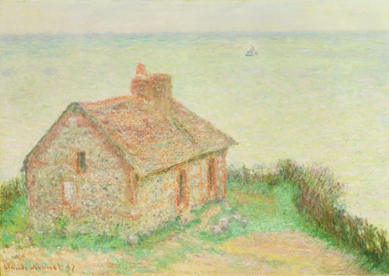 Huset i Douanier, Rosa effekt, 1897 av Claude Monet