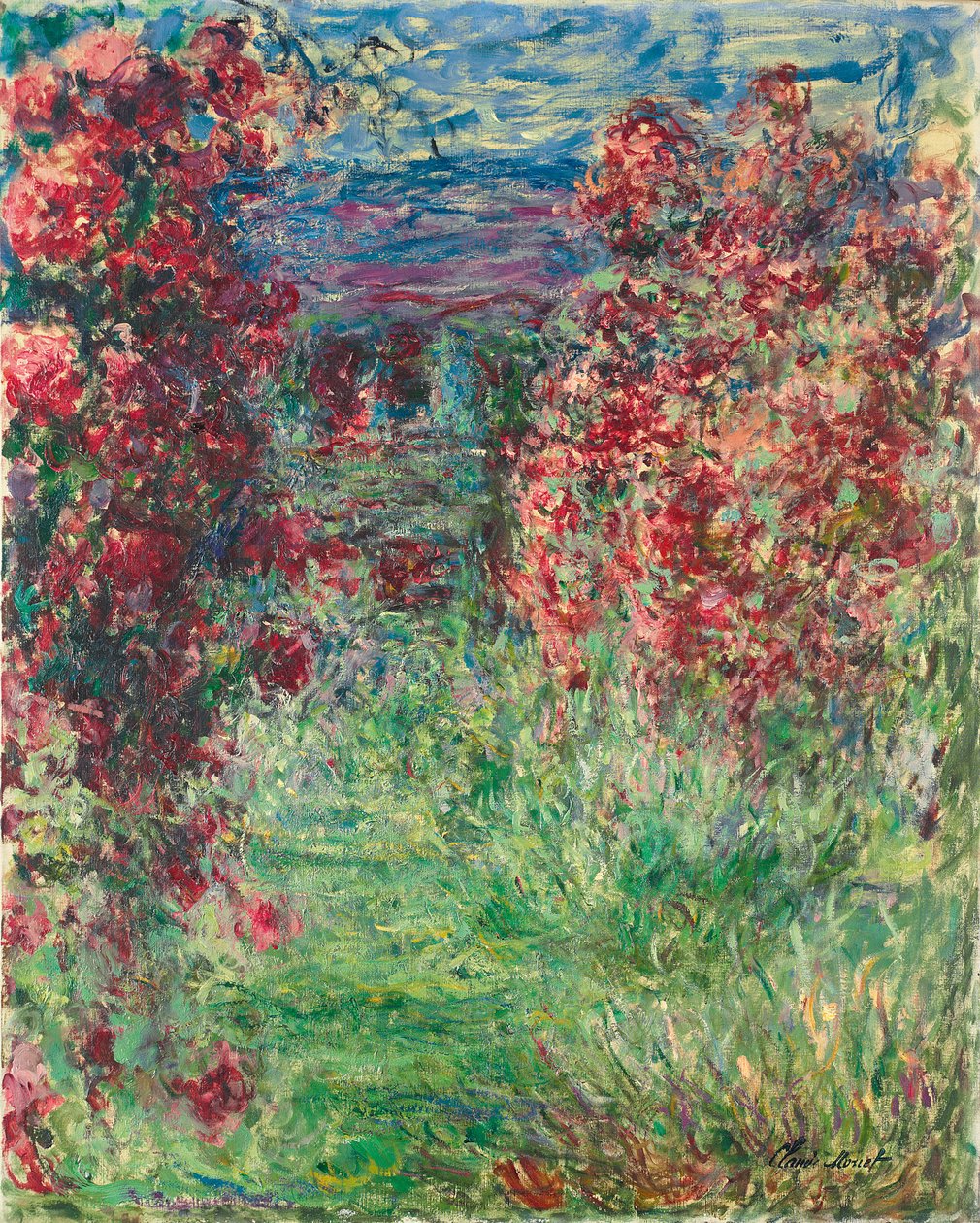 Huset i Giverny under rosorna; Huset i rosorna, 1925 av Claude Monet