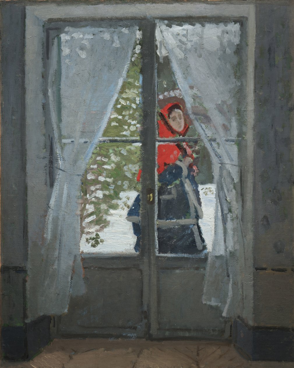 The Red Kerchief, ca 1868-73 (olja på tyg) av Claude Monet