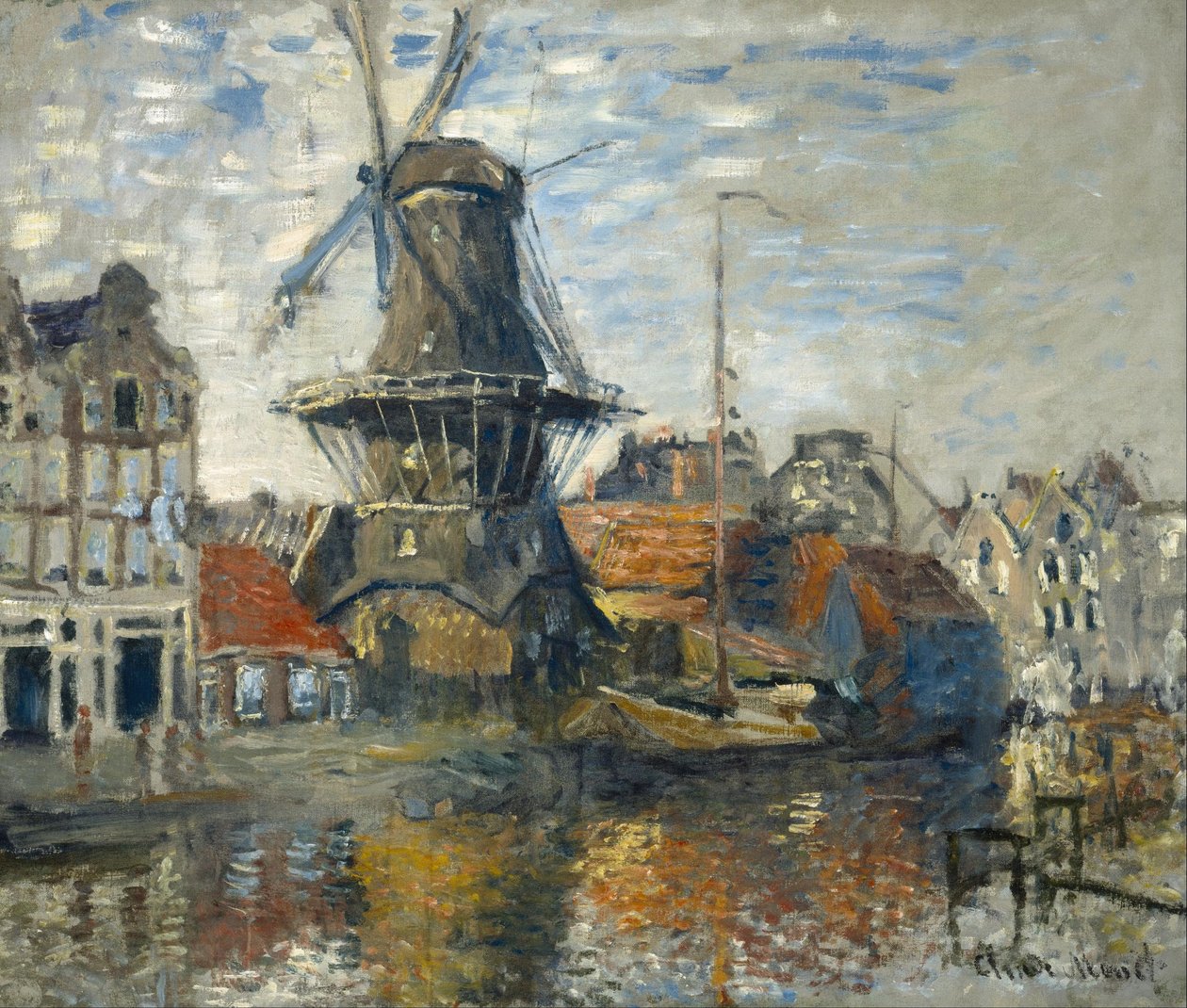 Vindkvarn vid Onbekende Gracht, Amsterdam av Claude Monet