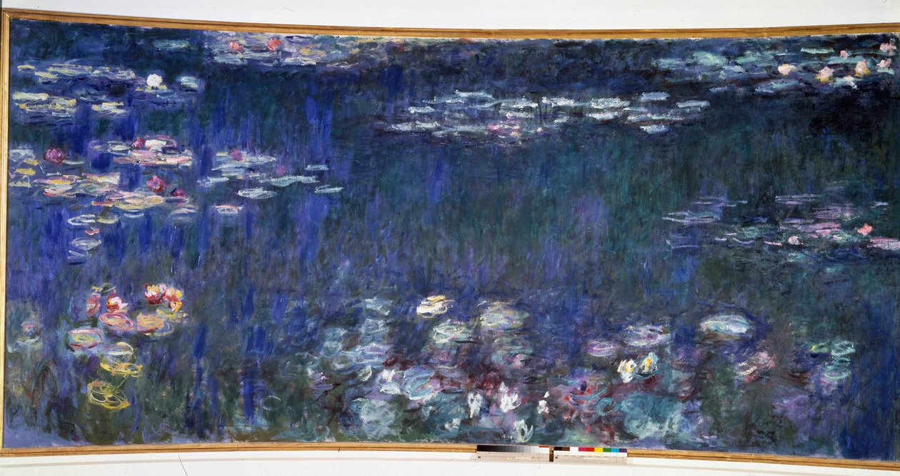 Näckrosorna, gröna reflektioner. Diptyk vänster del av Claude Monet